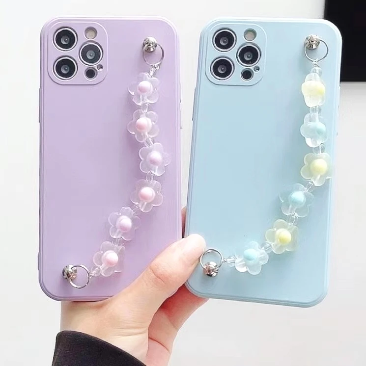 

Free Shipping Flower Strap Mobile Cover for iPhone 12 Case 11 Pro Max Mini Fashion Bracelet Soft Cell Phone Case