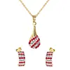 Chengfen Factory Direct Sale Cheap Stainless Steel Colored Rhinestone Jewelry Set