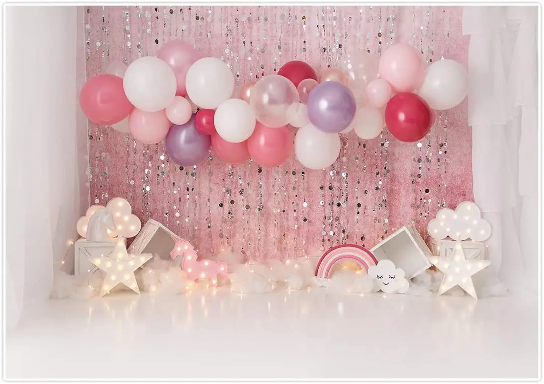 7x5ft Cake Smash 1st Birthday Photography Backdrop Girls Pink Glitter Party  Background Decors Little Princess Baby Shower Props - Buy Happy Birthday  Party Decoration,Girl Birthday Photography Background,Photography Background  Product on 