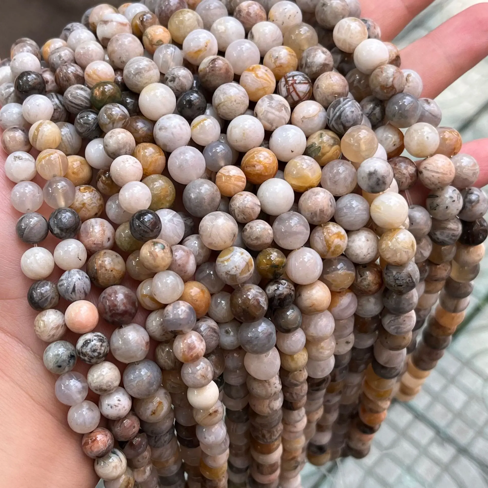 

CJ Wholesale Natural Stone Round Loose Beads Gemstone Agate Loose Stone Beads for Jewelry Making