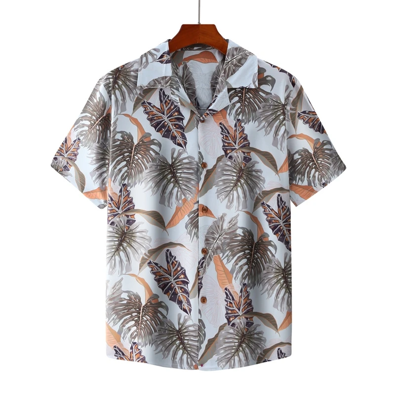 

Short Sleeve Camisas Hombre 2021 Fashion Streetwear Lapel Casual Summer Hawaiian Men Printed Shirt