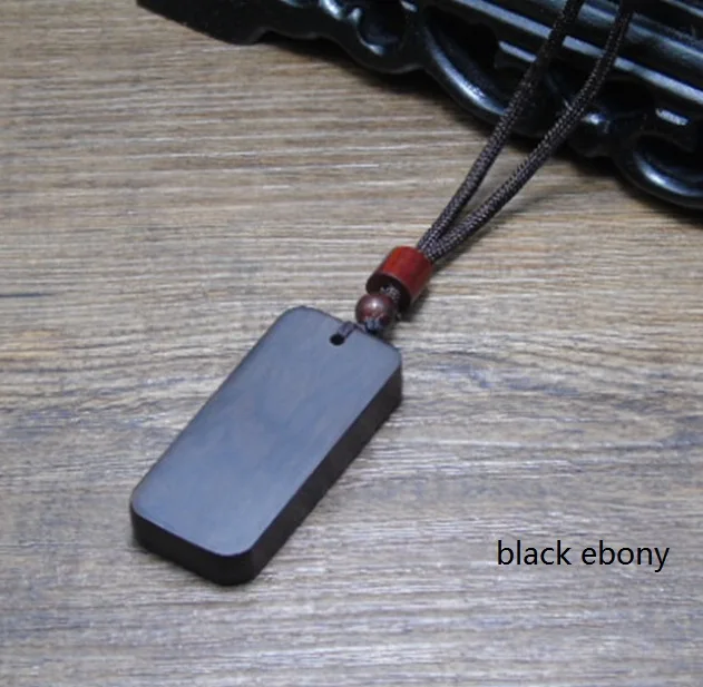 

Simple Pendant Engrave logo Ebony Wood Necklace, As picture