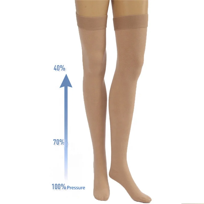 

Graduated thigh high pressure support stocking medical 15-20 mmhg for varicose vein, Black &nude