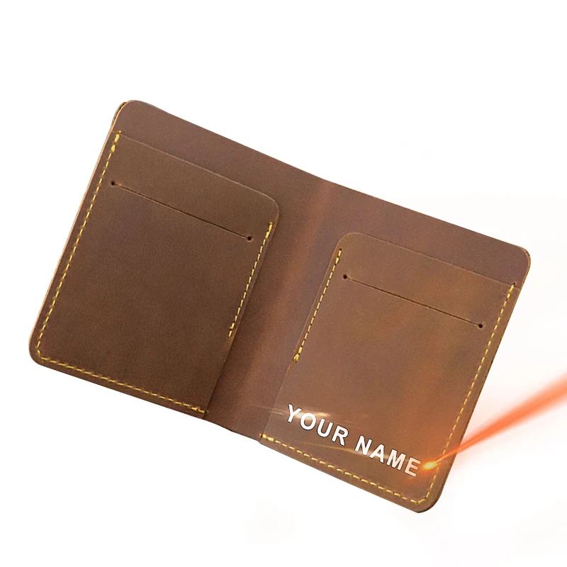 

Drop Shipping Genuine Cow Leather Men Mini Multiple Card Slots Wallet Card Organizer Cover Holder Small Purse, Brown