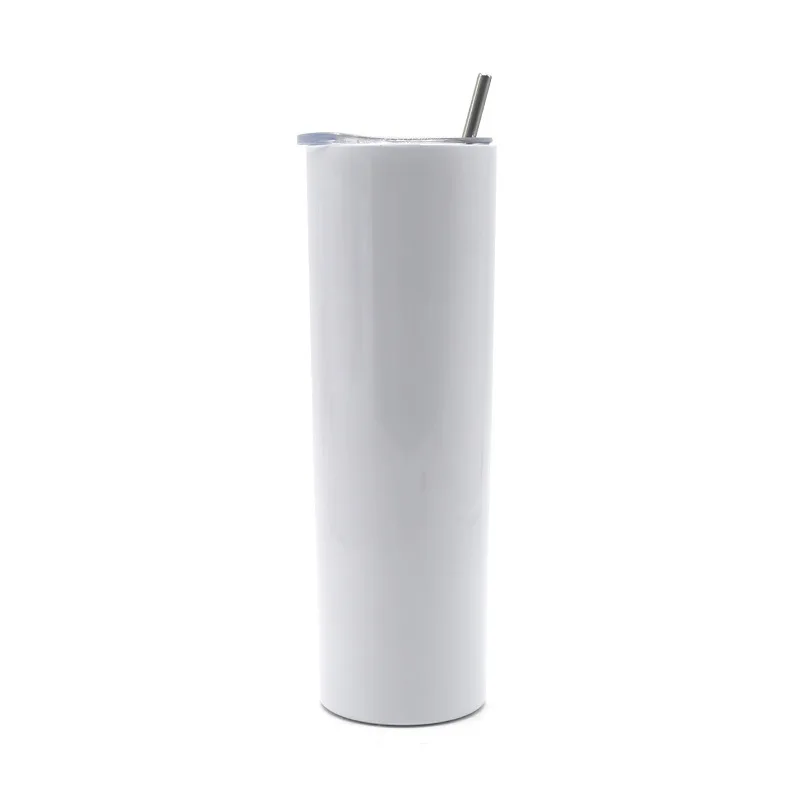 

20 oz stainless steel skinny tumblers straws straight water wine tumbler cups blank sublimation tumbler with slide lid, As is or customized