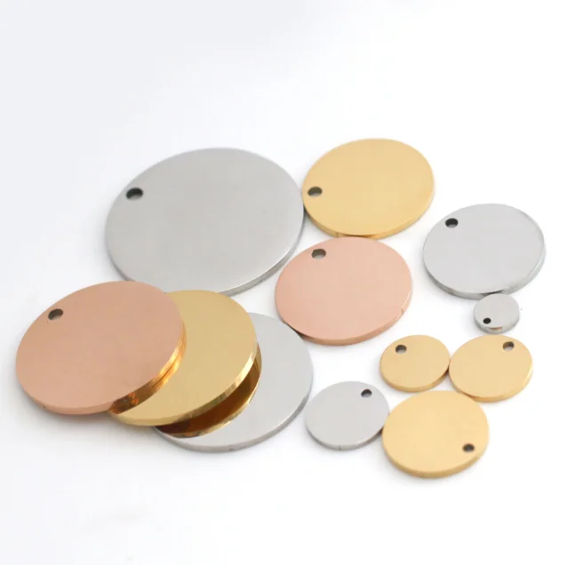 

Stamping Blanks Silver Round Metal Charms Stainless Steel Tags with Hole Punched Circle Disc Pendants for Necklace Bracelet DIY