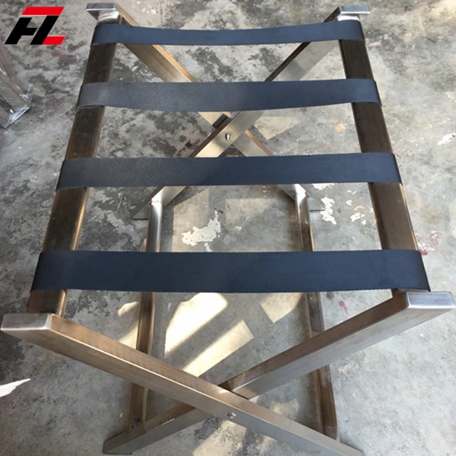 
Hotel Room Metal Folding Luggage Rack Bedroom Suitcase Support Stainless Steel Luggage Storage Rack 