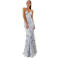 

hot selling women sexy maxi elegant long lace stylish embroidery sequins evening party dress for ladies