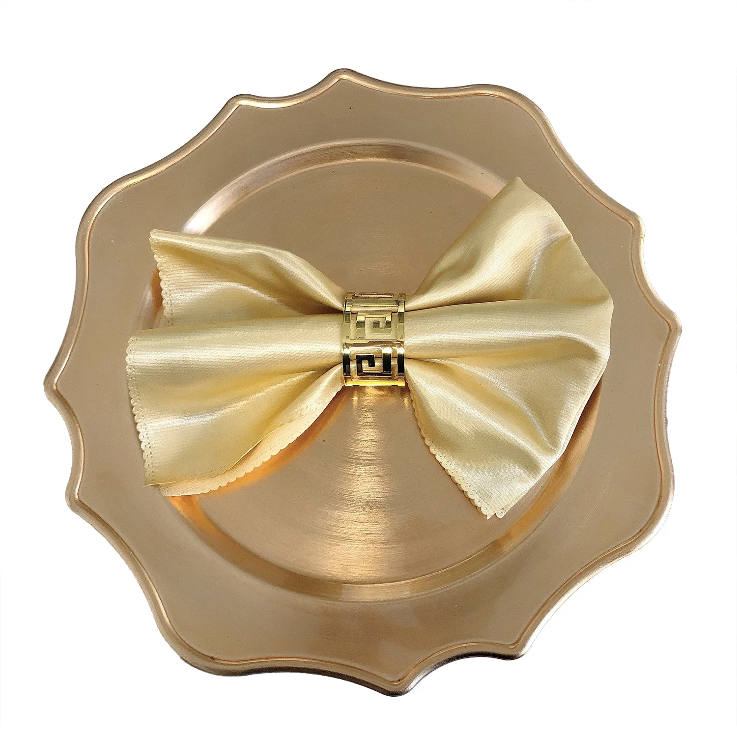 

Wholesale  Round Platic Gold French Scroll Charger Plates, Gold silver rose gold blakc etc