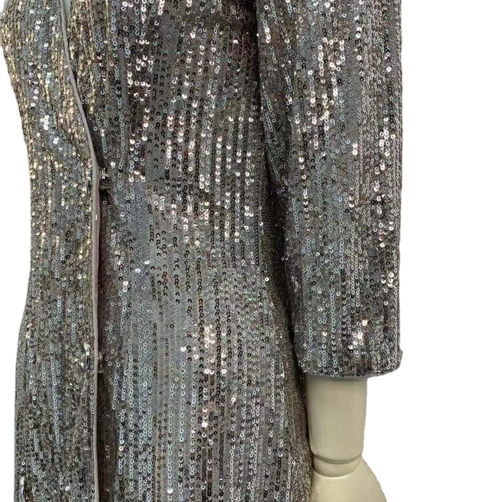 

Party fabric dress sequin dress long sleeve double breathed women dress, Customized color