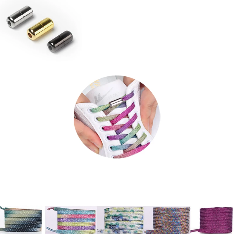 

Elastic Metal Capsule Flexible Shoelaces Leisure Sneakers Lazy Laces Quick wear in 1 second Child Adult Unisex flat shoes Laces