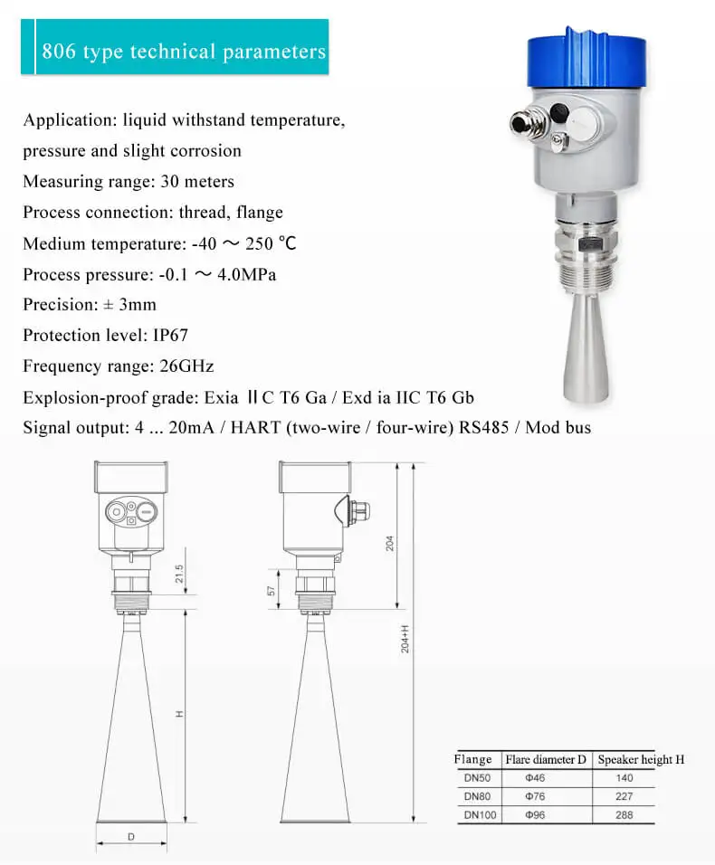 5M Radar Level Sensor Wireless Sensor For Diesel Fuel Tank For level measuring instruents