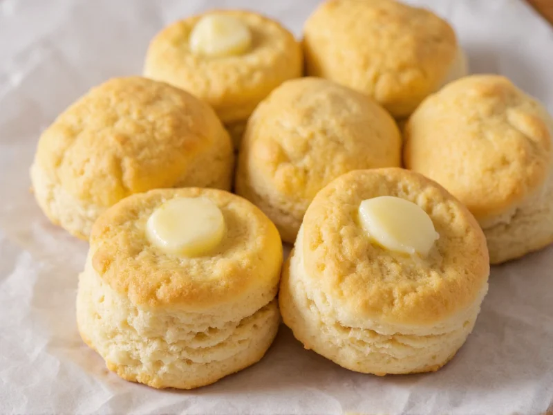 Freshly baked biscuits with butter melting on top