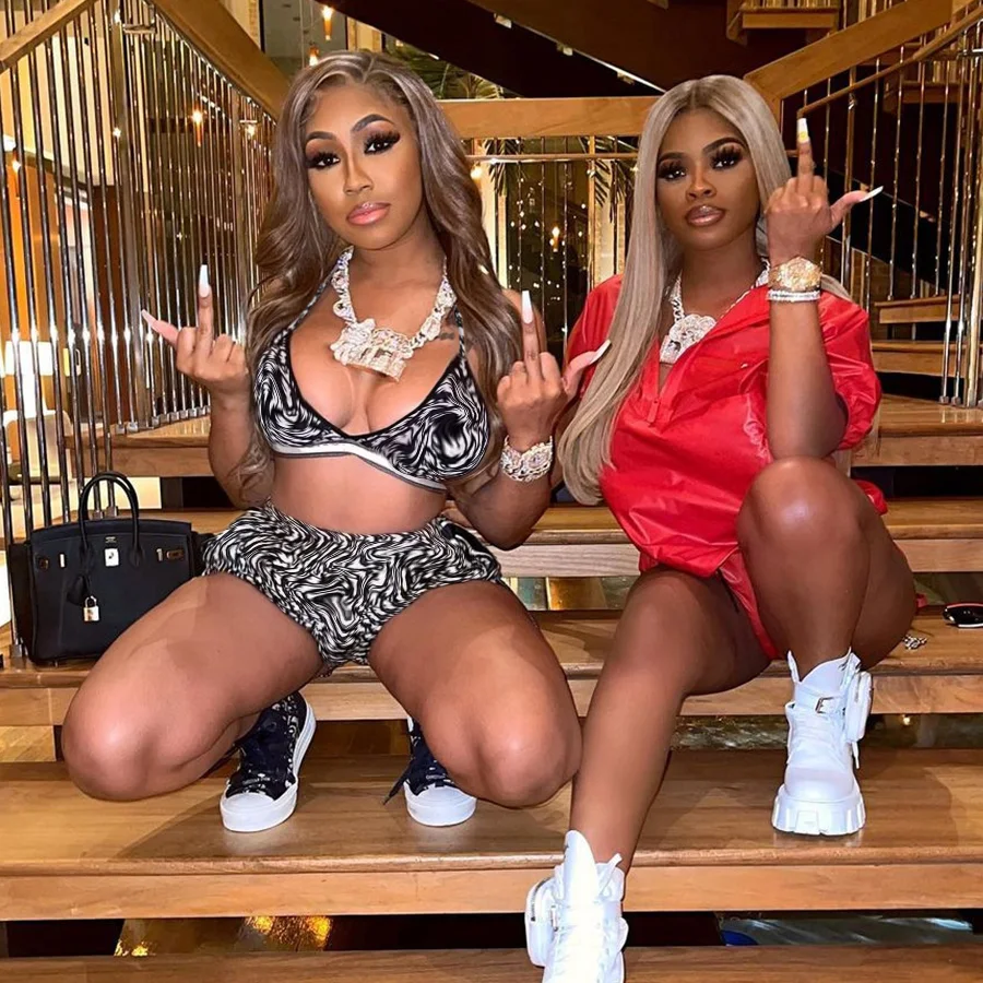 

2 Peice Short Sets Designer Clothes Famous Brands Bandage Vest Bra Scrunch Butt Shorts Set Two Piece