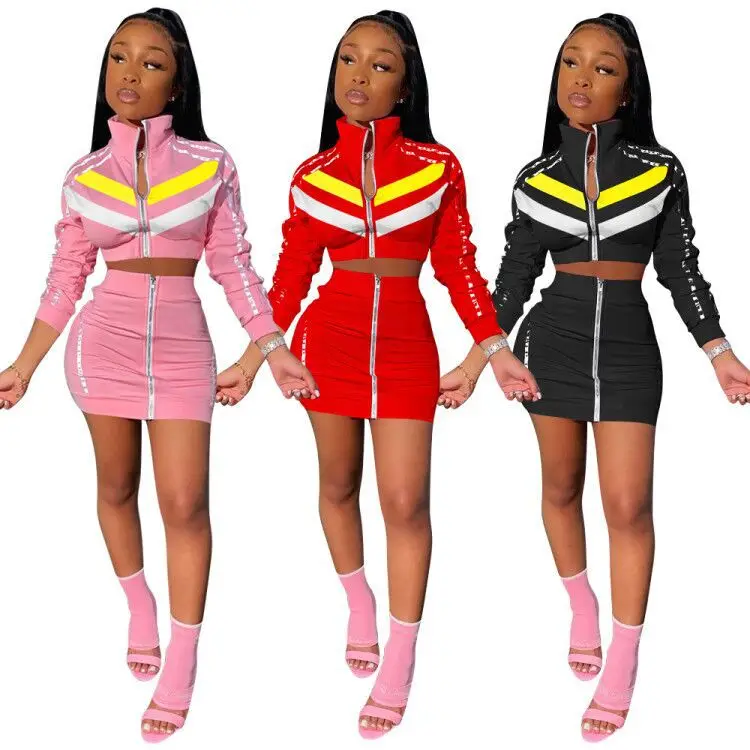 

Wholesale Tops Woman Sexy and Casual Dresses Women Clothing Plus Size Two Pieces Skirt Set