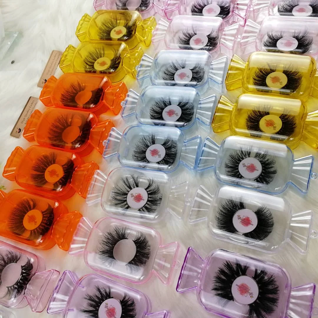 

3D/5D/6D Custom Logo lash box butterfly window 30mm mink candy lash case Eyelashes Packaging Storage, Natural color