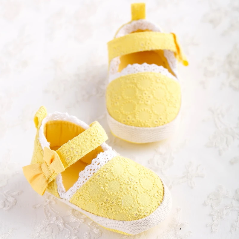 

Wholesale baby shoes soft sole cotton casual princess shoes ribbon baby girls shoes, Yellow