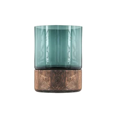 

Nordic solid wood transparent glass vase home hotel room decoration floral arrangement soft decoration, Natural color/dark color