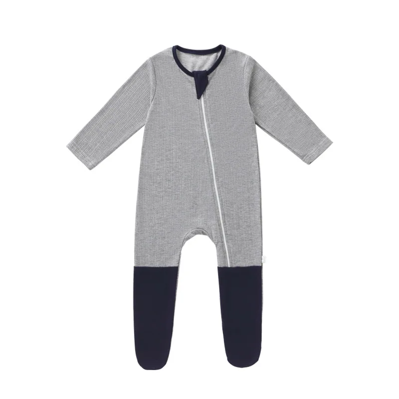 

Newborn Infant Spring Autumn Baby Boy Girl Sleep Romper Long Sleeve Pure Cotton Soft Zipper Jumpsuit Clothing, Green, champagne, white, gray, pink, light gray