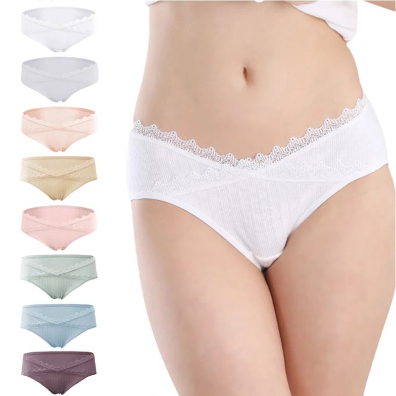 

Low Waist Panties Pregnant Rib V-shaped Maternity Underwear
