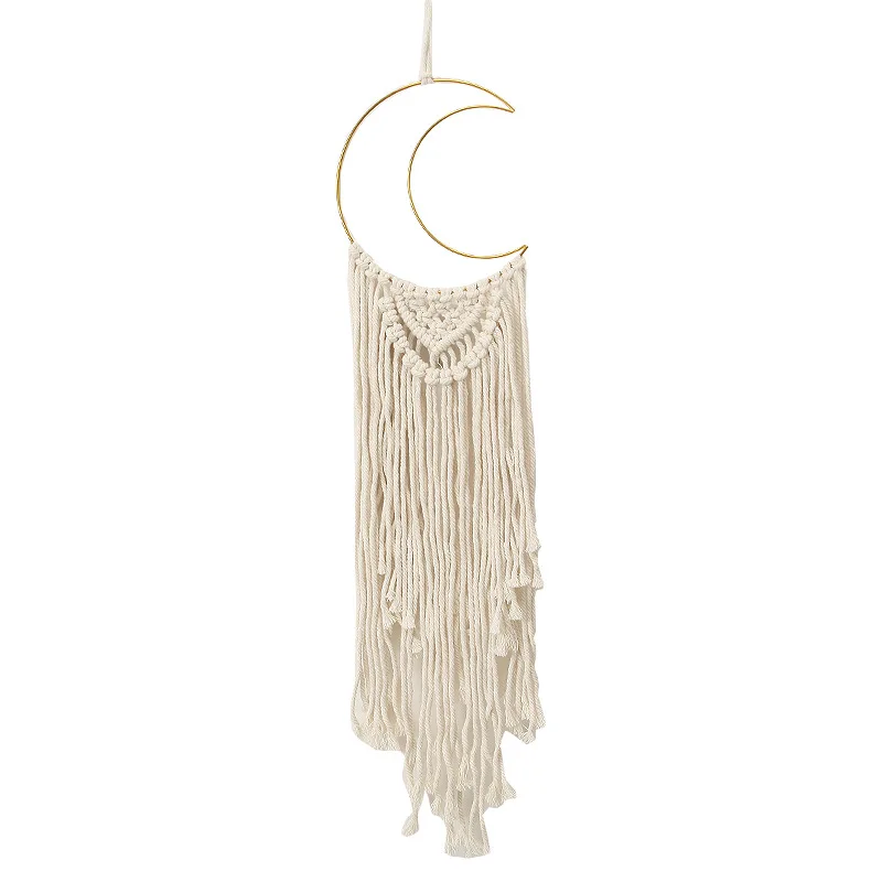 

Amazon Hot Sale Rope Macrame Wall Hanging Small Art Woven Moon Wall Decor Boho Chic Home Decoration, White