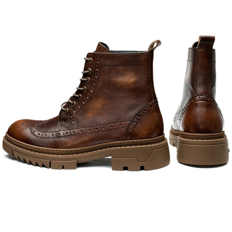 

Chinese manufacturer sells high quality Roman boots EVA leather + rubber men's leather boots, Brown