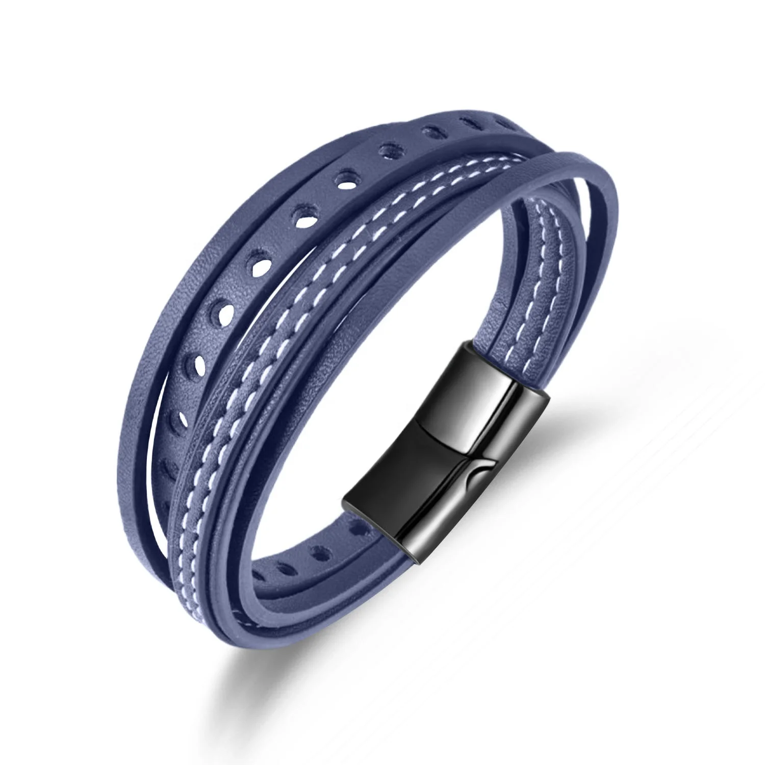 

Professional Custom Making jewelry Hand-Woven Combination Accessories Stainless Steel Men'S Leather Bracelet