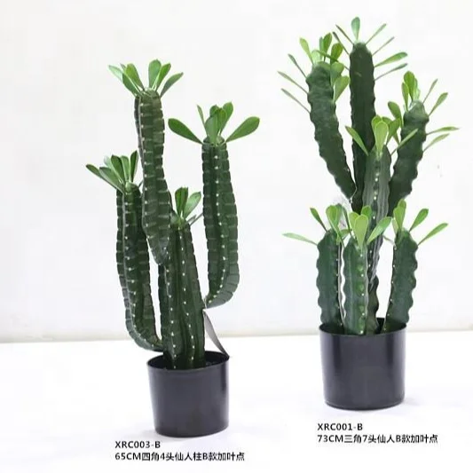 

HIgh quality creative design pu material artificial cactus greeny indoor plants in pot, Green yellow and red