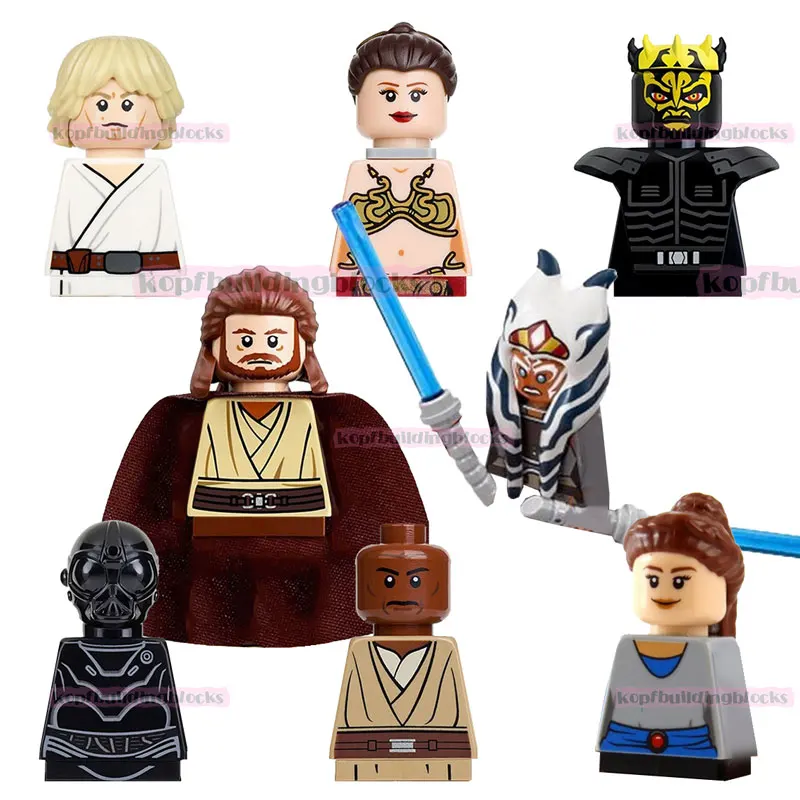 

PG8028 Space Wars Ahsoka Leia Luke Qui-Gon jinn Padme Amidala Mace Windu SW Character Building Block Figure Plastic Toy Bricks