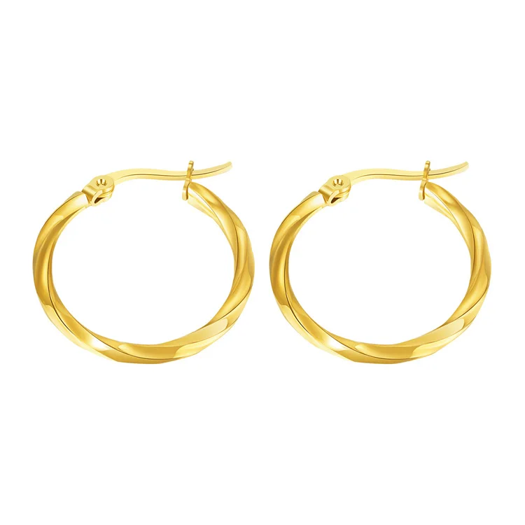 

Trendy popular stainless steel jewelry female irregular twist hoop earrings