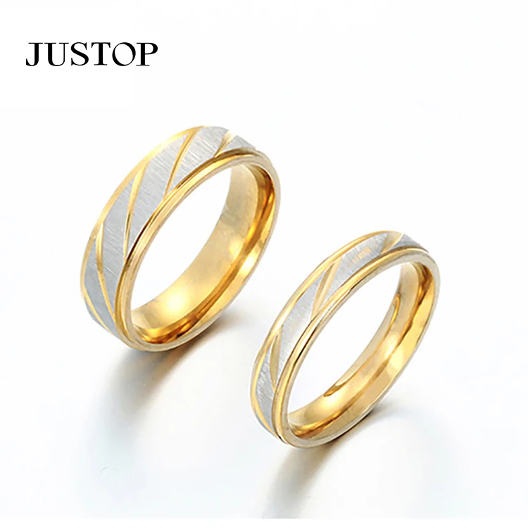 

Titanium Steel name Lovers Couple Rings Gold Wave Pattern Wedding Promise Ring For Women Men Engagement Jewelry