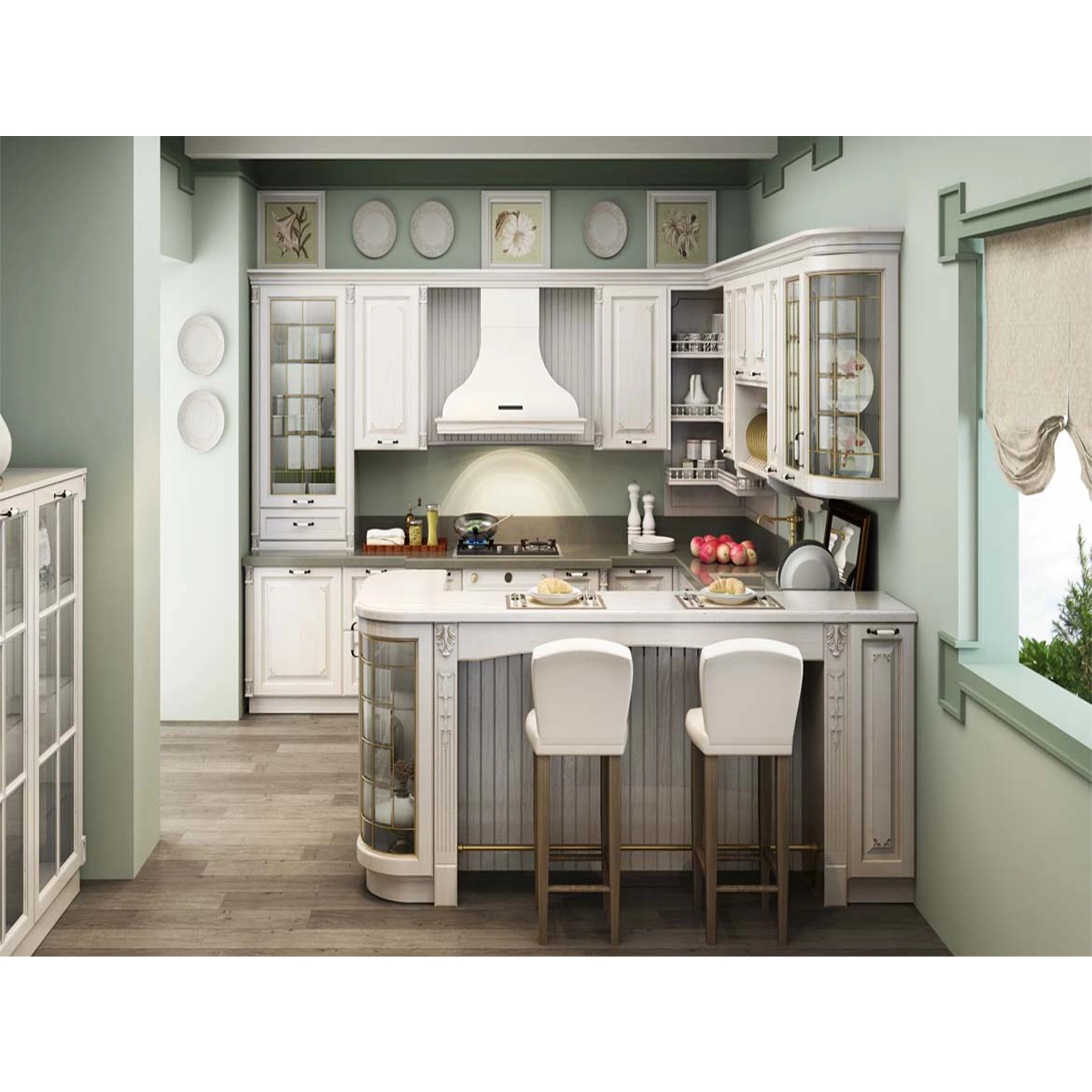 Moderne Farbe Holz Küche Schränke Klassische Melamin Finish Holz Küche