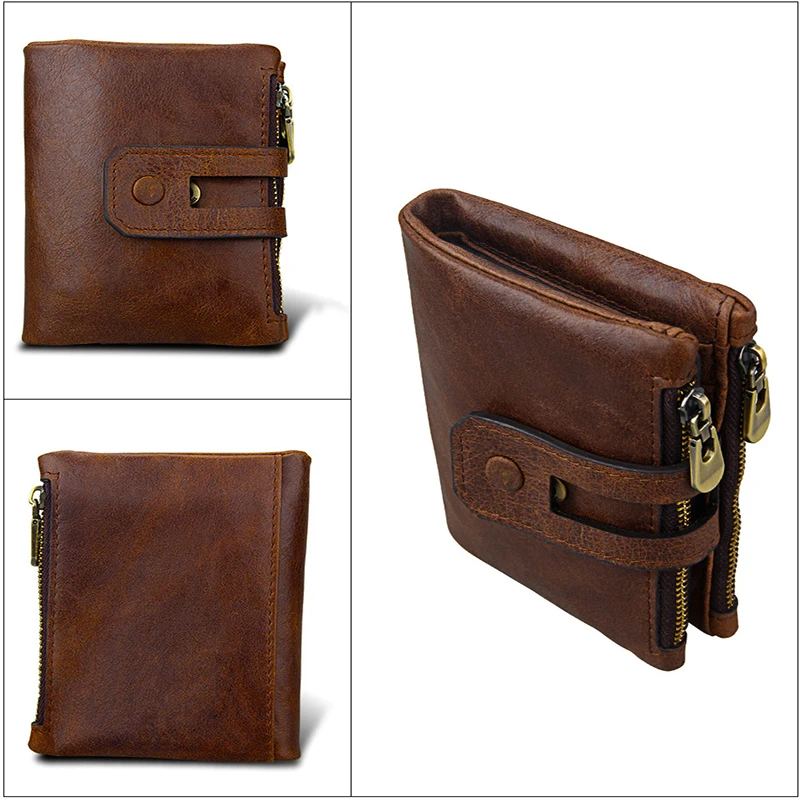 

Men Genuine Leather Brand RFID Gents Wallet Male Organizer Coin Purse Pockets Slim Fashion Zipper Clamp Wallet Card Holder, Black / coffee / brown / customized