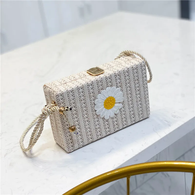 

Chic Fower Straw Bag Summer Beach,hollow pink straw bucket bag with flower,online shopping colorful women straw bag flower