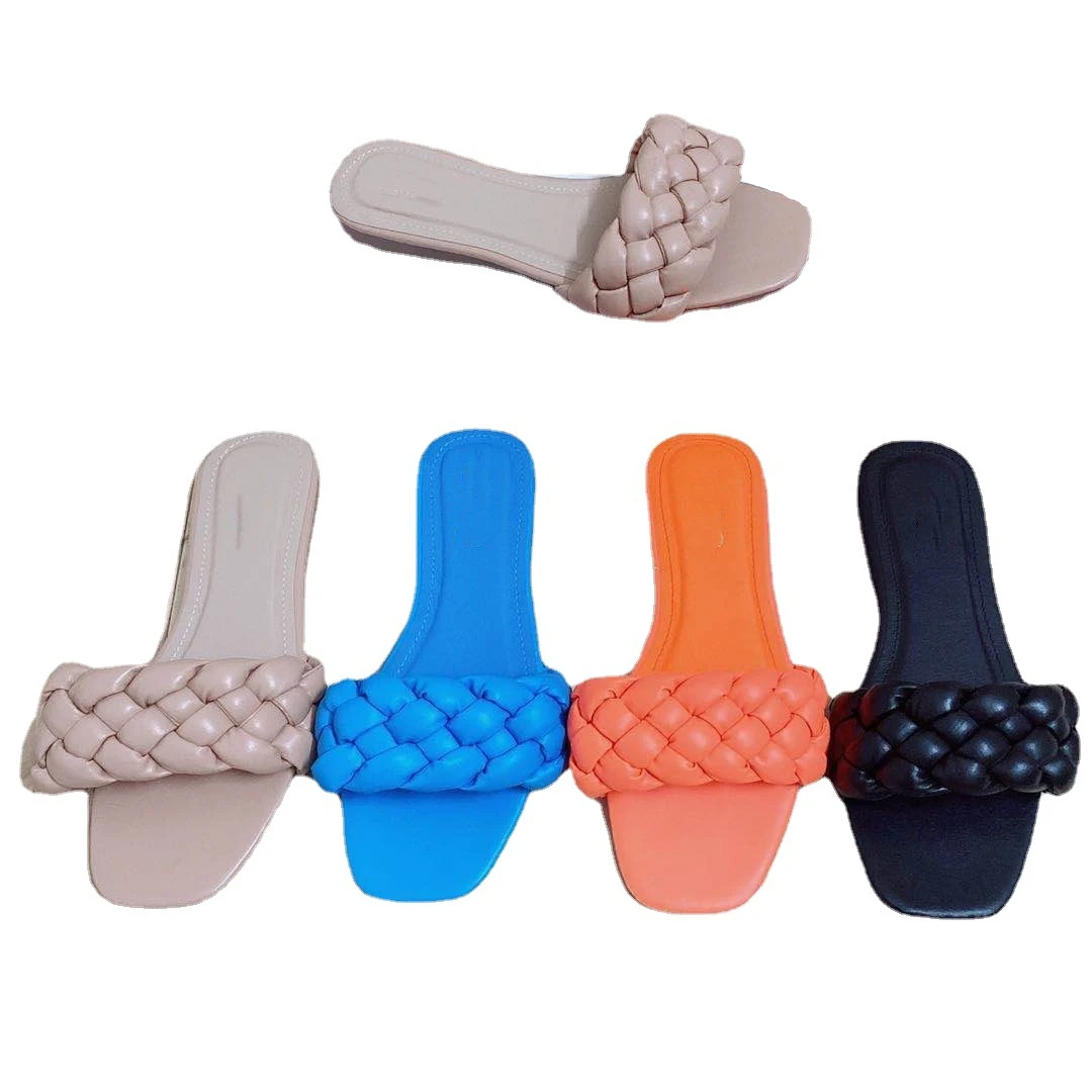 

women's sandals new style 2021 wholesale casual high quality flat fashion sandals pretty ladies shoe sponge woven slippers
