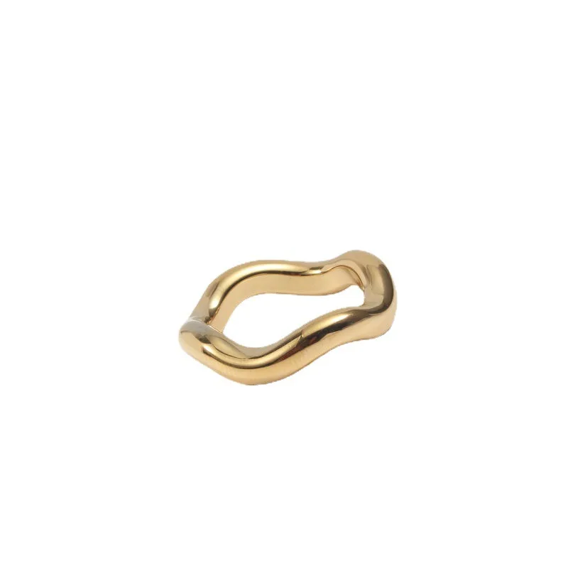 

Non Tarnished 18K Real Gold Plated Jewelry Wedding Gift Stainless Steel Thick Wave Finger Rings for Women