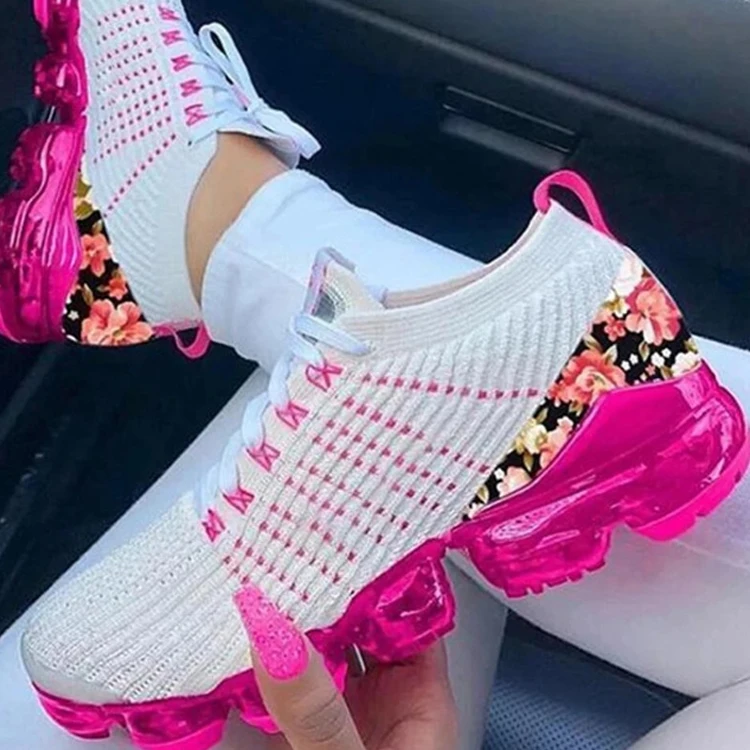 

hot selling womens fashion pink shoes running sports cheap wholesale mesh flats shoes