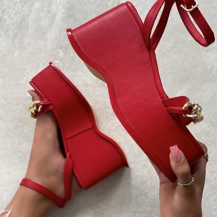 

CS041Sponge cake ladies heel shoes clear heels Roman sandals for women ladies heels, Picture shown