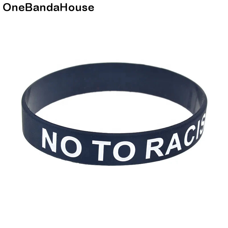 

1PC No To Racism Silicone Rubber Wristband Adult Size Black