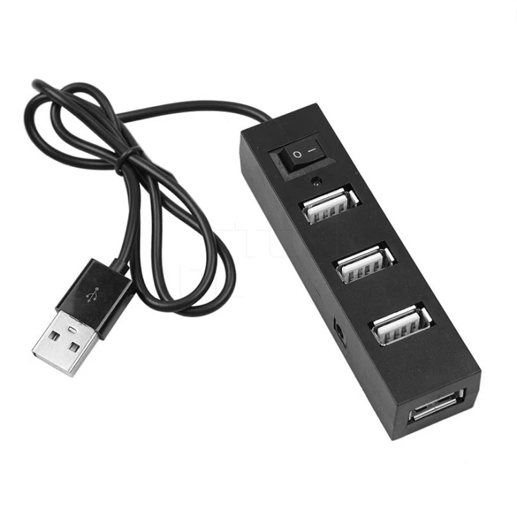 

Factory Price 4 Ports USB 2.0 HUB Portable USB Splitter Adapter with Switch for Computer Laptop