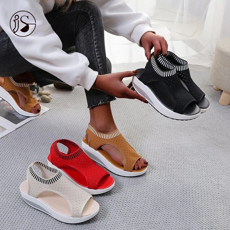 

2021 new comfort elastic sandals women sports sandals ladies thick-sole sandals, Picture