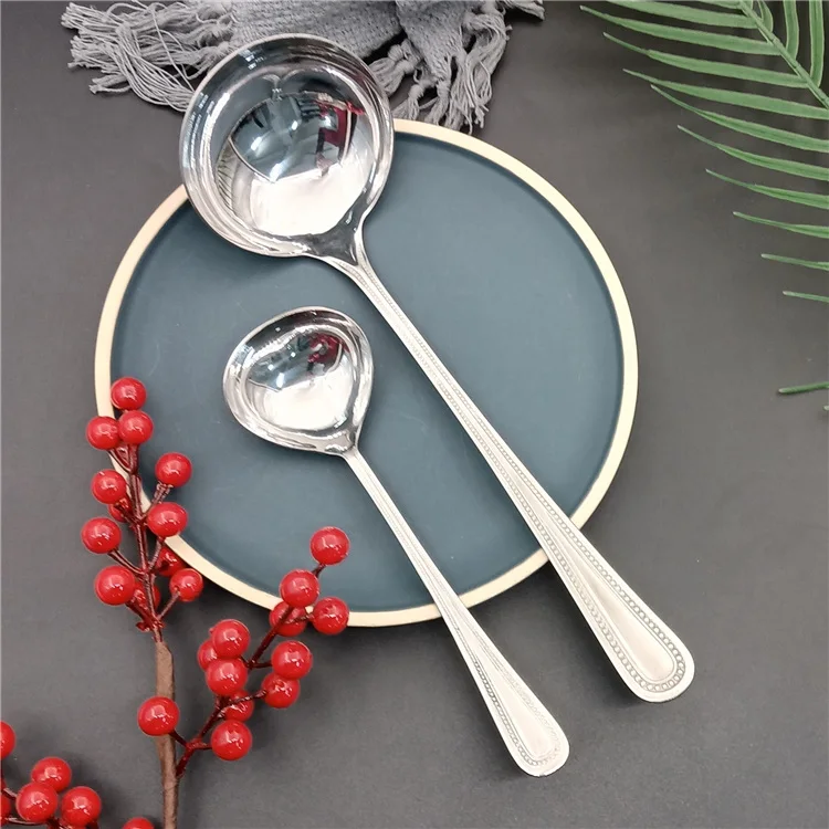 

2022 new arrivals large ladle dinner spoon cutleries set stainless steel deep spoon, Sliver