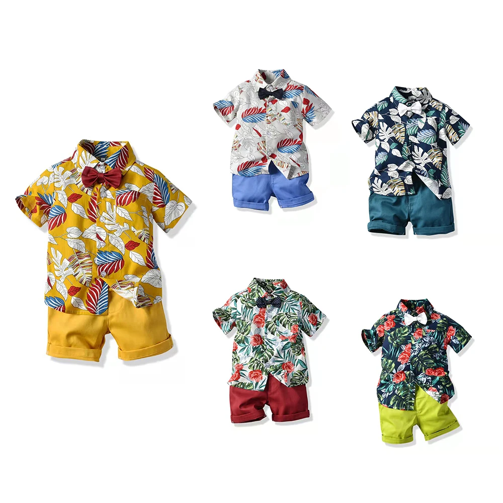 

kids boutique 2pcs boy clothing sets short sleeve children set summer kids summer clothing shirts set, White/yellow/green/blue/navy