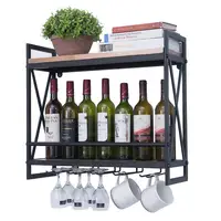 

Artifact Design Wall Mounted Wood Wine Rack for Bottles with Stemware Glass Storage