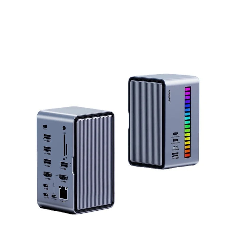 

Hagibis new USB C Docking Station with Dual HDMI-compatible M.2 SSD Enclosure Ethernet 100W PD USB Hub SD/TF for Laptop Macbook
