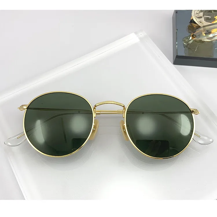 

Hot-selling fashionable versatile round men and women UV protection glass sunglasses sun glasses, Double color