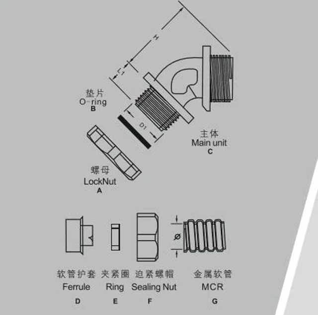 45 度角度弯头连接器柔性导管配件 - buy 导管连接器,pvc 柔性管道