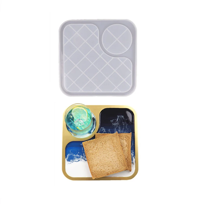 

S1308 Square coaster silicone mold resin silicone tray mold, Random