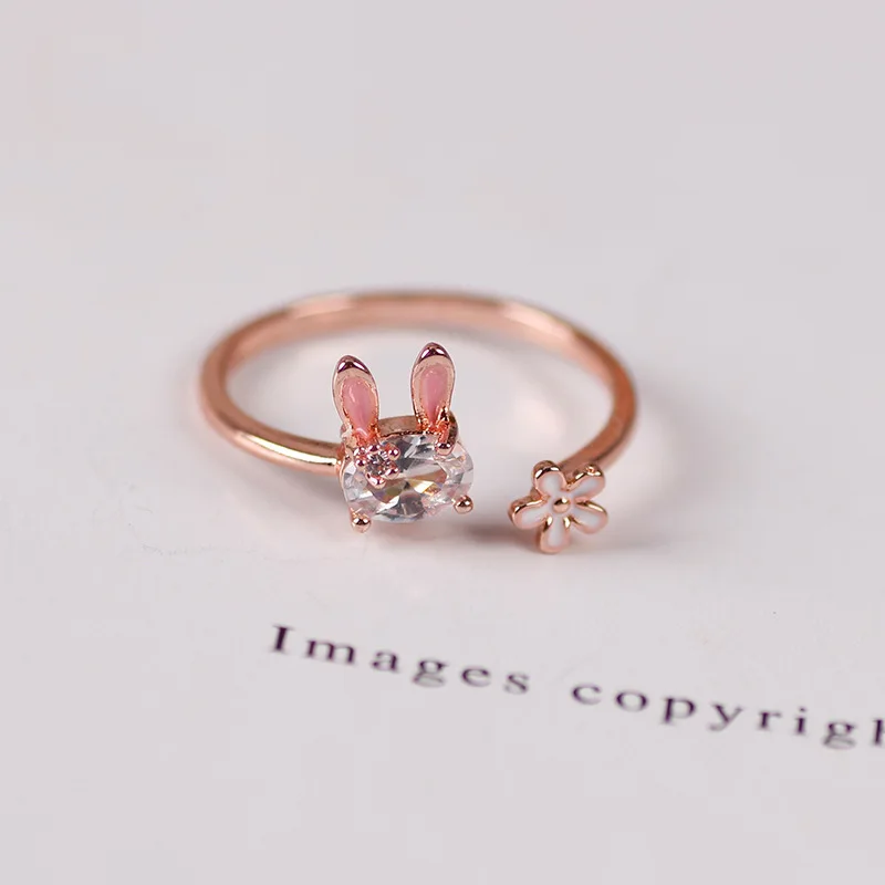 

Hot Selling Fashion Jewellery Women's Ring Cute Rabbit Animal Rings Opening Adjustable Metal Ring