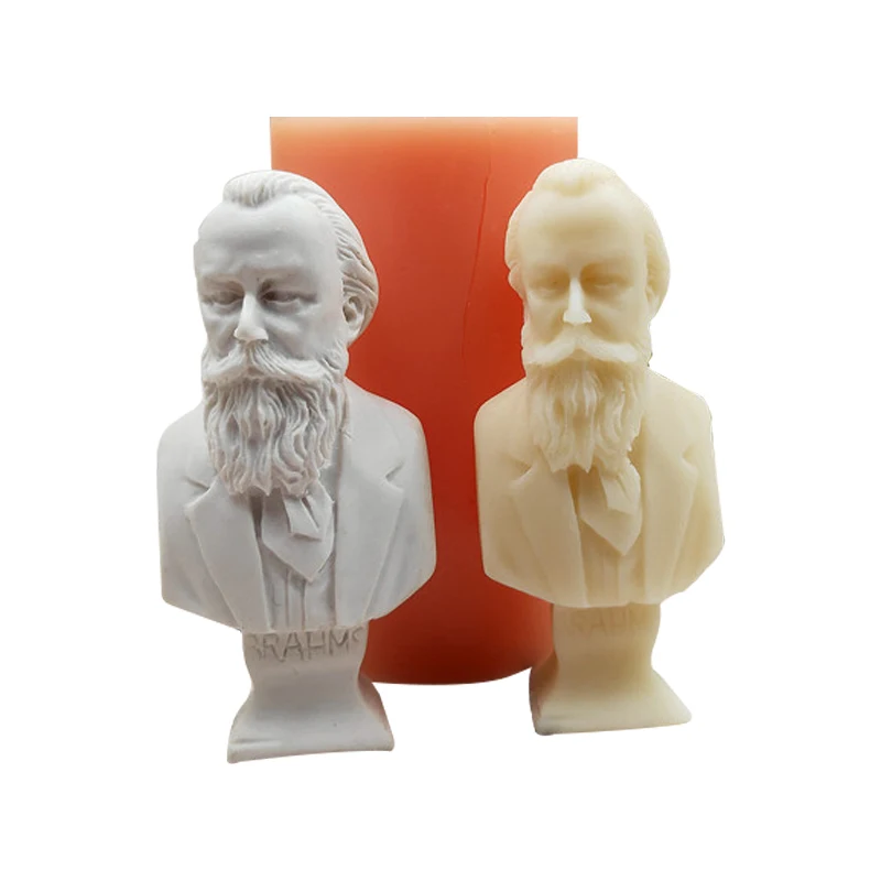 

B-1037 Brahms Plaster Portrait Resin Silicone Candle Mold Aromatherapy Candle DIY Material for 3D Mould, Random color